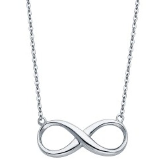 14k White Gold Infinity Necklace 16” 17” inches
